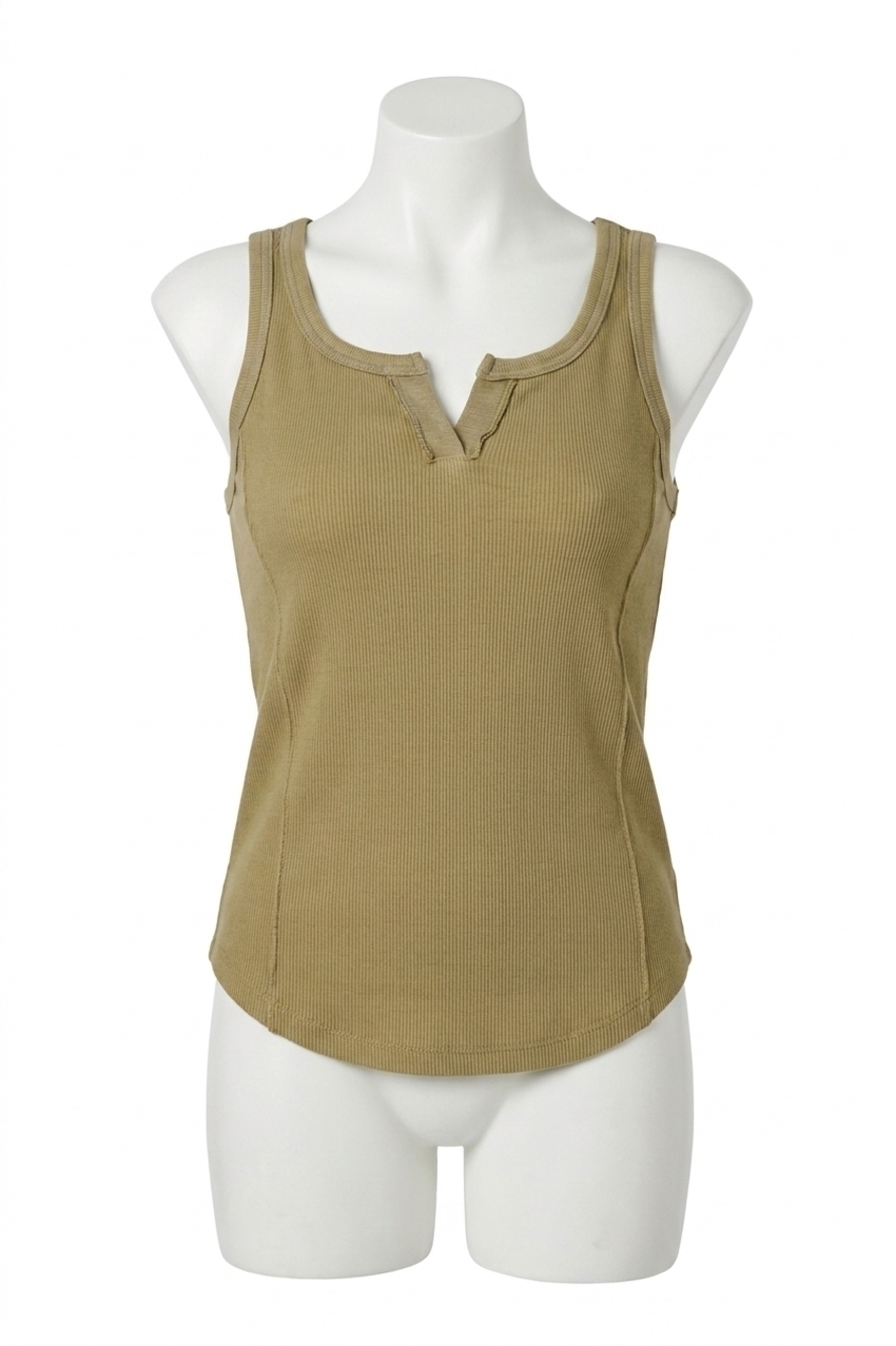 NEW PROJECT SOCIAL T reilley notch neck rib tank in tumbleweed